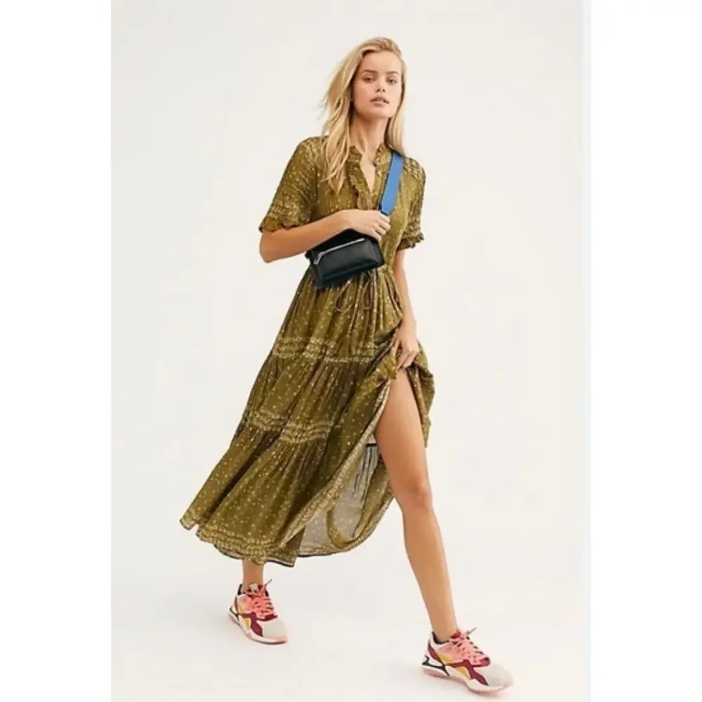 Free People XS Rare Feelings Midi Dress in Green - Picture 9 of 11